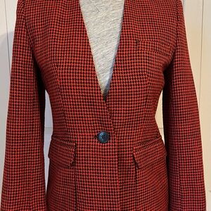 Women's Red Houndstooth Blazer
